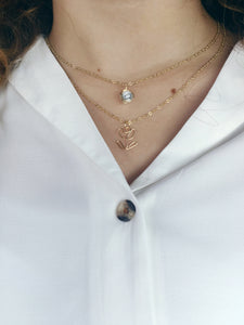 Layered Stone and Rose Necklace